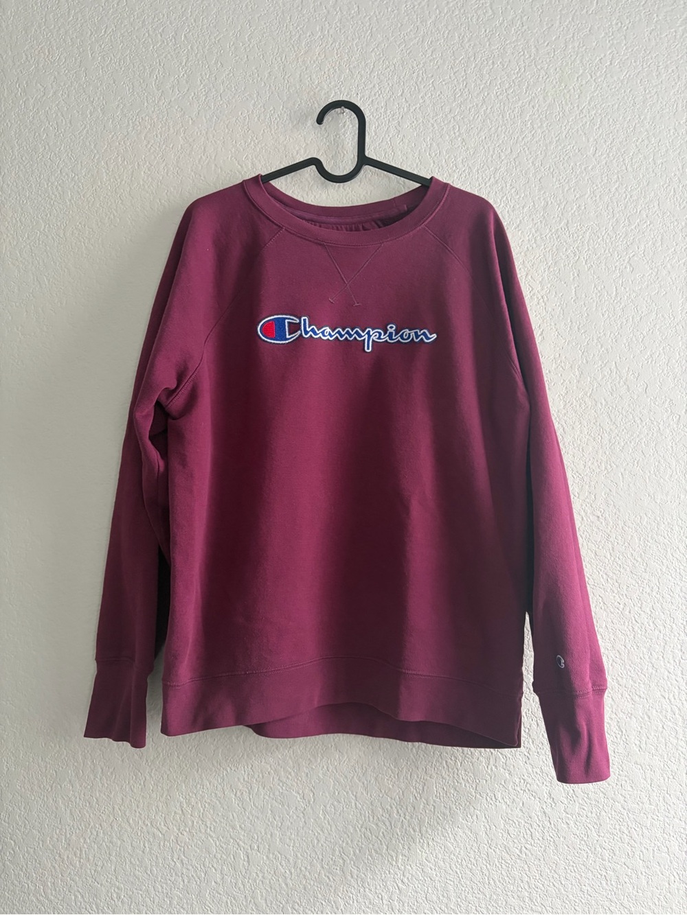 Champion Women's Crewneck Sweatshirt - Burgundy with Script Logo